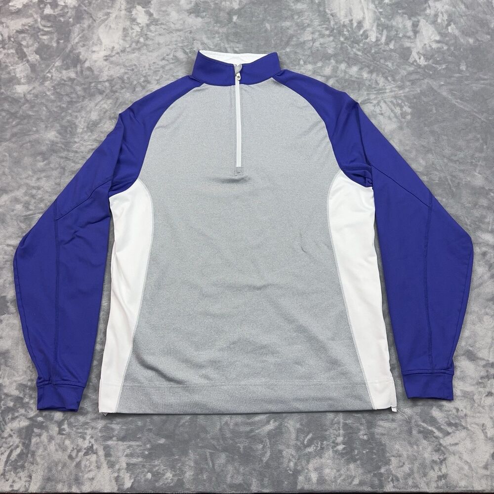 Footjoy Golf Sweatshirt Mens Size S Gray Purple White 1/4 Zip Pullover